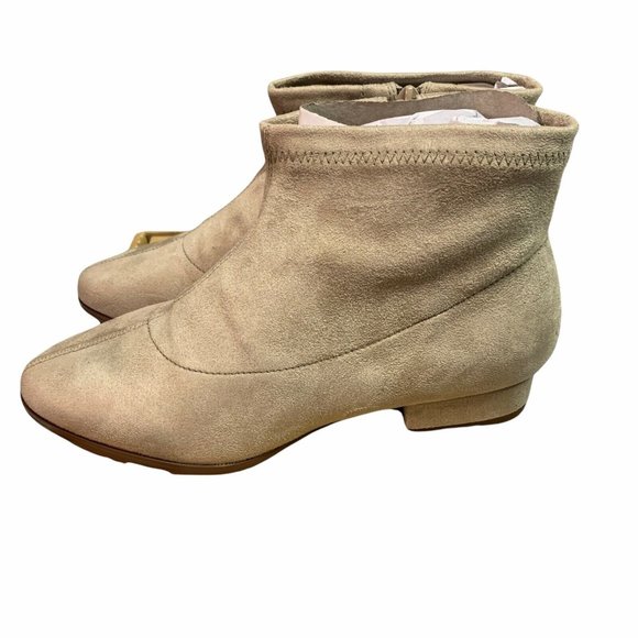 Comfortview Alivia Bootie Ivory Sz 7W Stretch Suede Like Block Heel - Picture 4 of 8